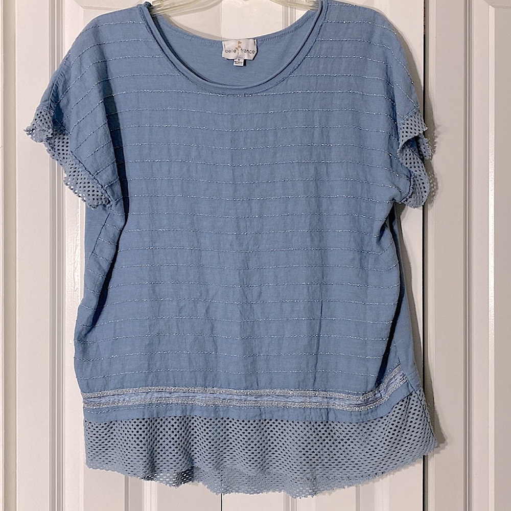 Belle France Light Blue Top, Women’s Medium